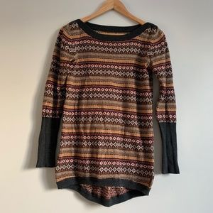 Roots sweater large fair isle multi color boat neckline full sleeves casual